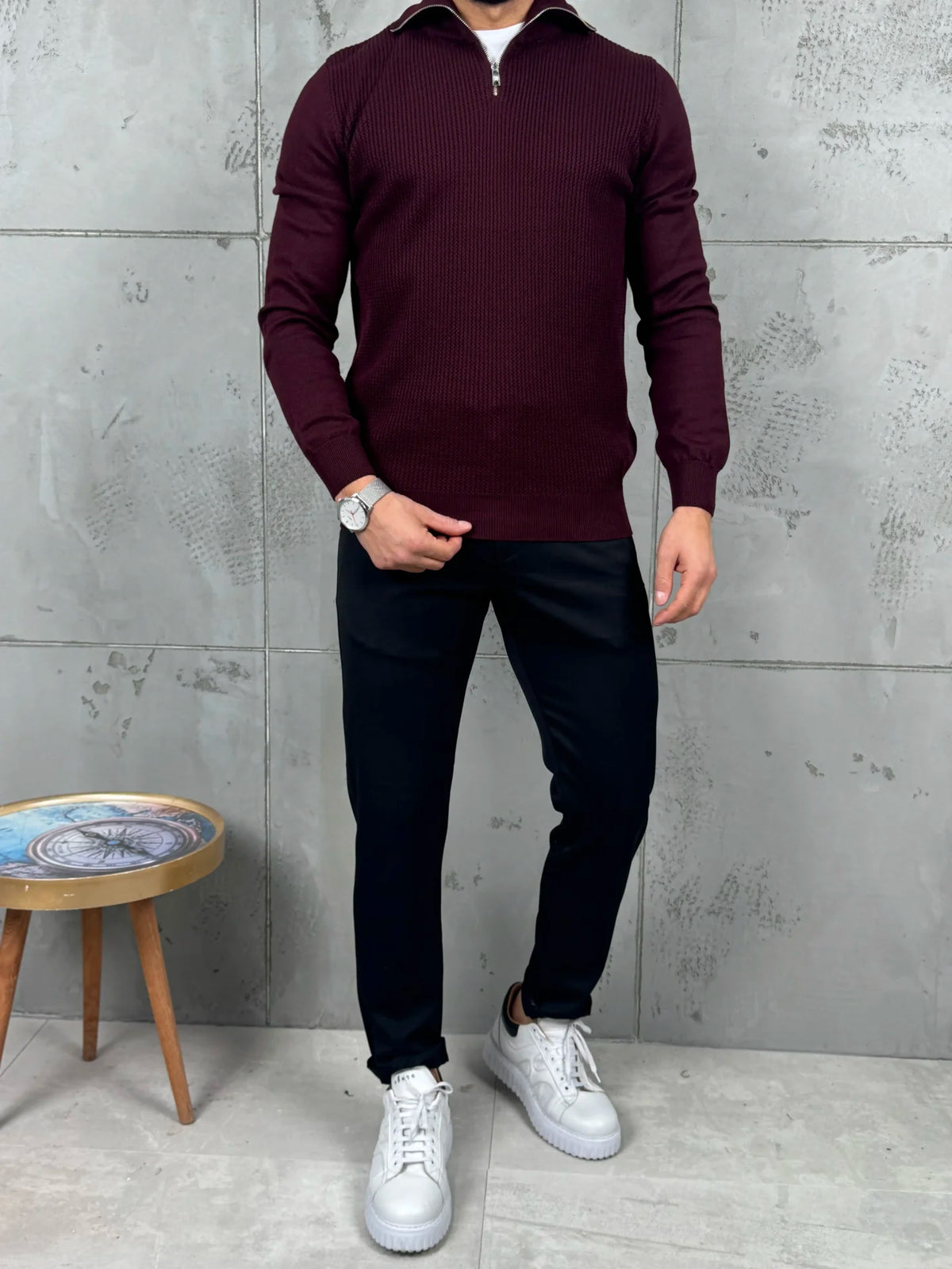 PREMIUM Muški Džemper Zip – Bordo