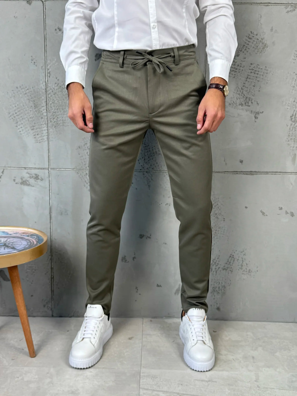 Muške pantalone sa učkurom - maslinasta