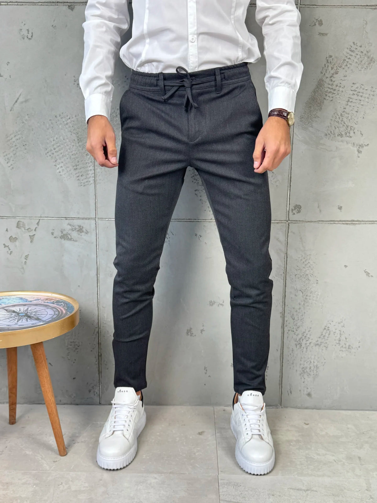 Muške pantalone sa učkurom - tamnosiva