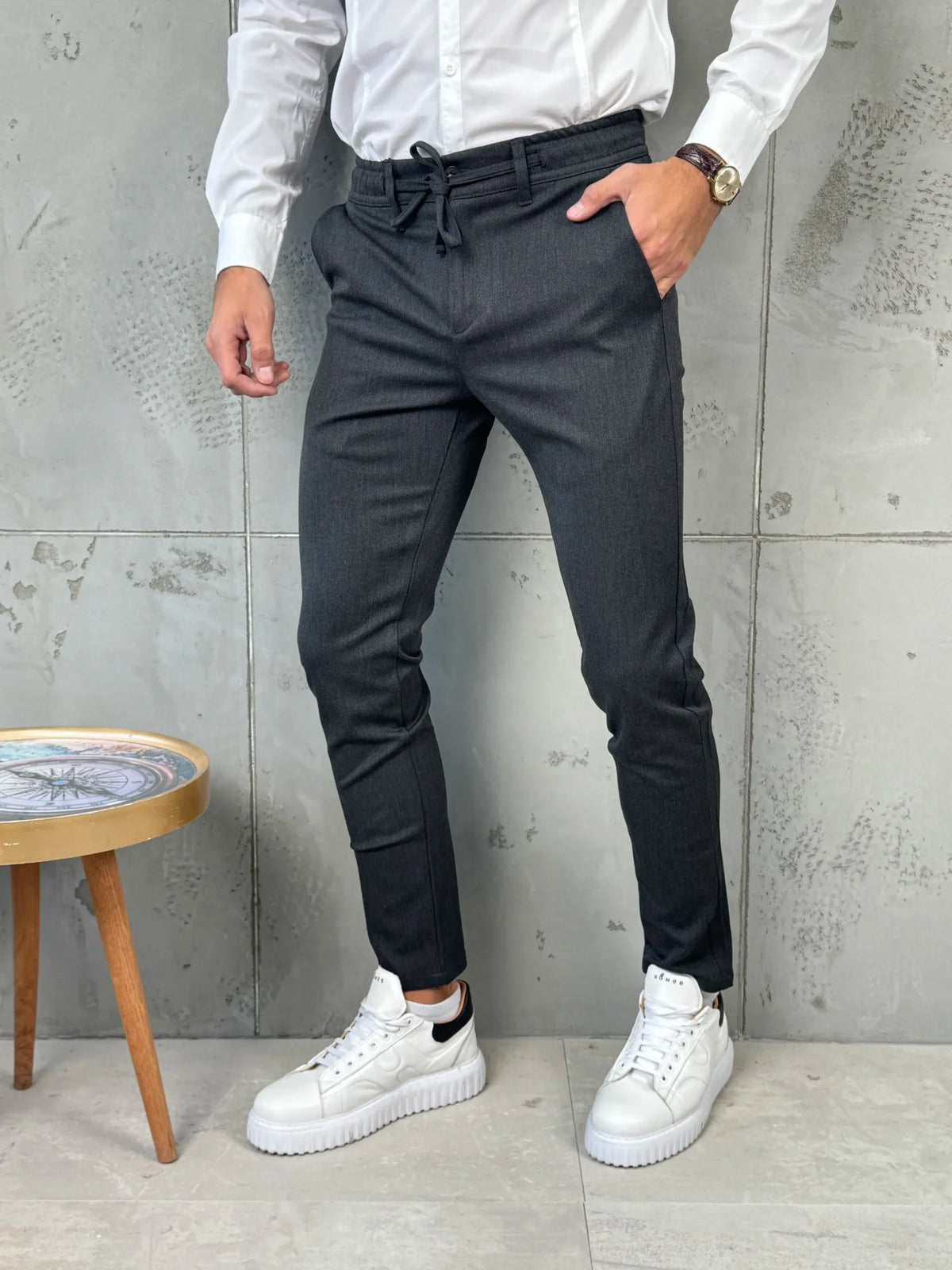 Muške pantalone sa učkurom - tamnosiva