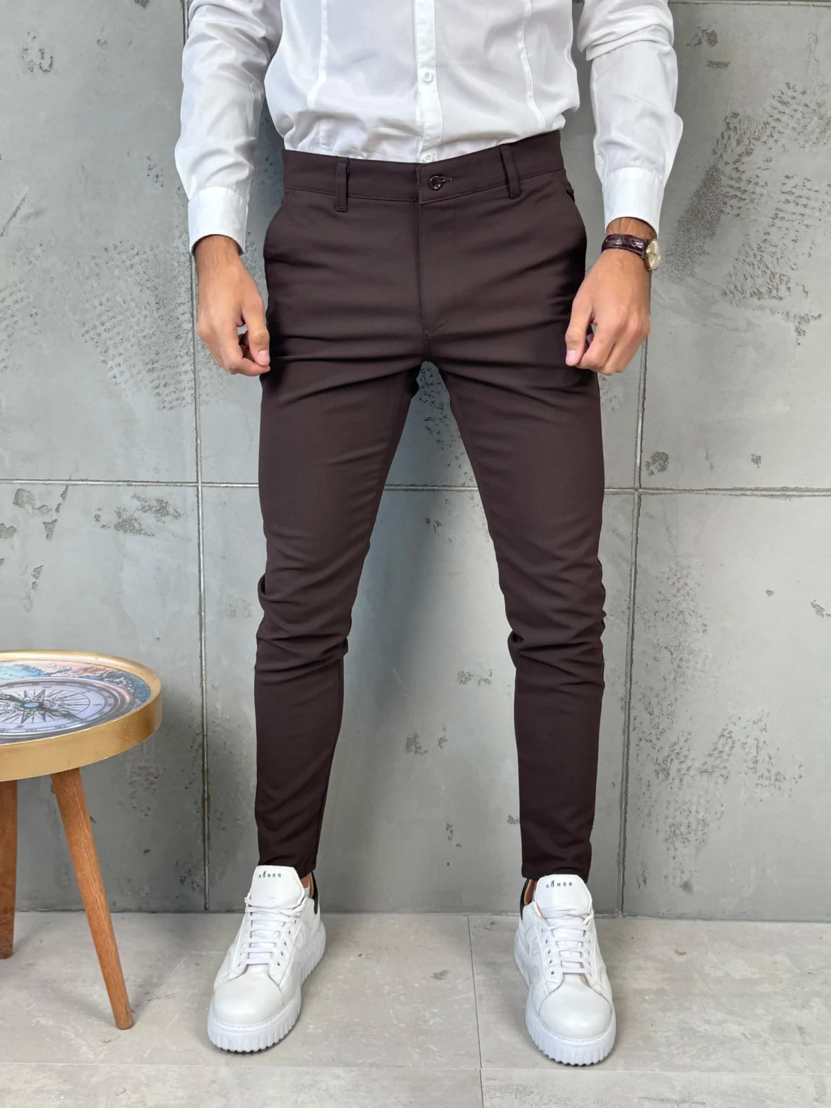 Muške slim fit pantalone braon