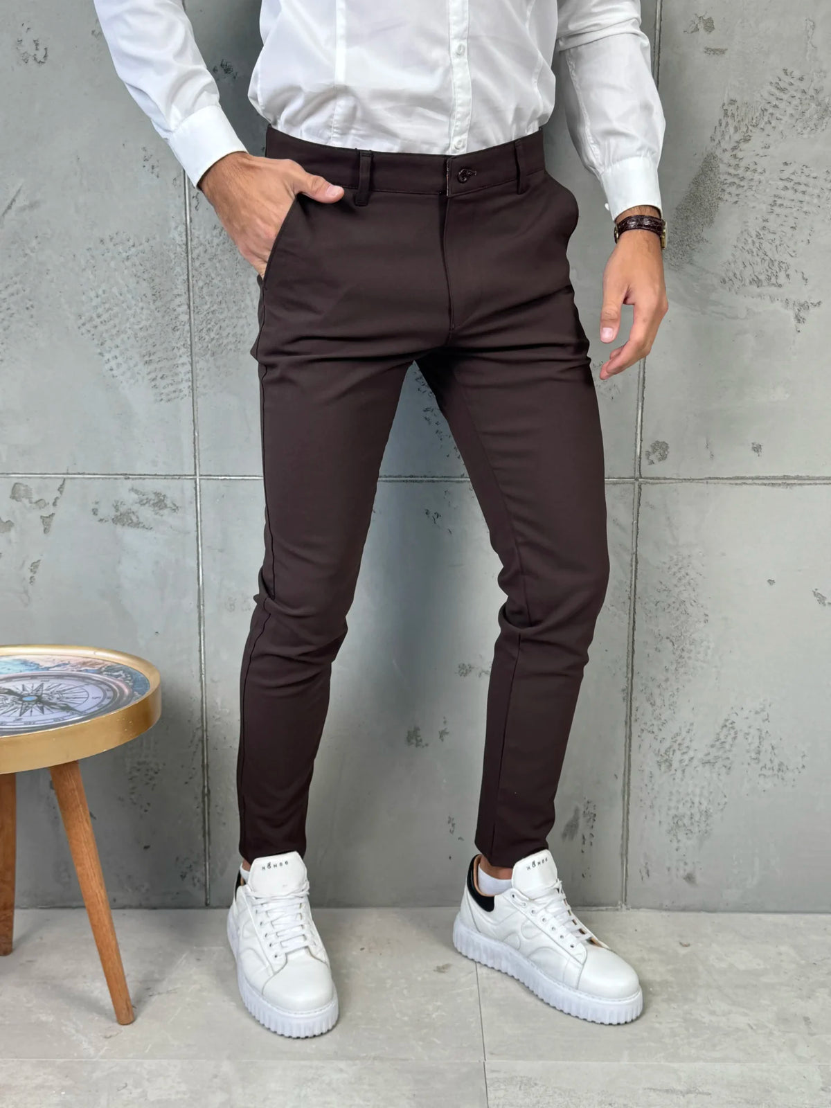 Muške slim fit pantalone braon