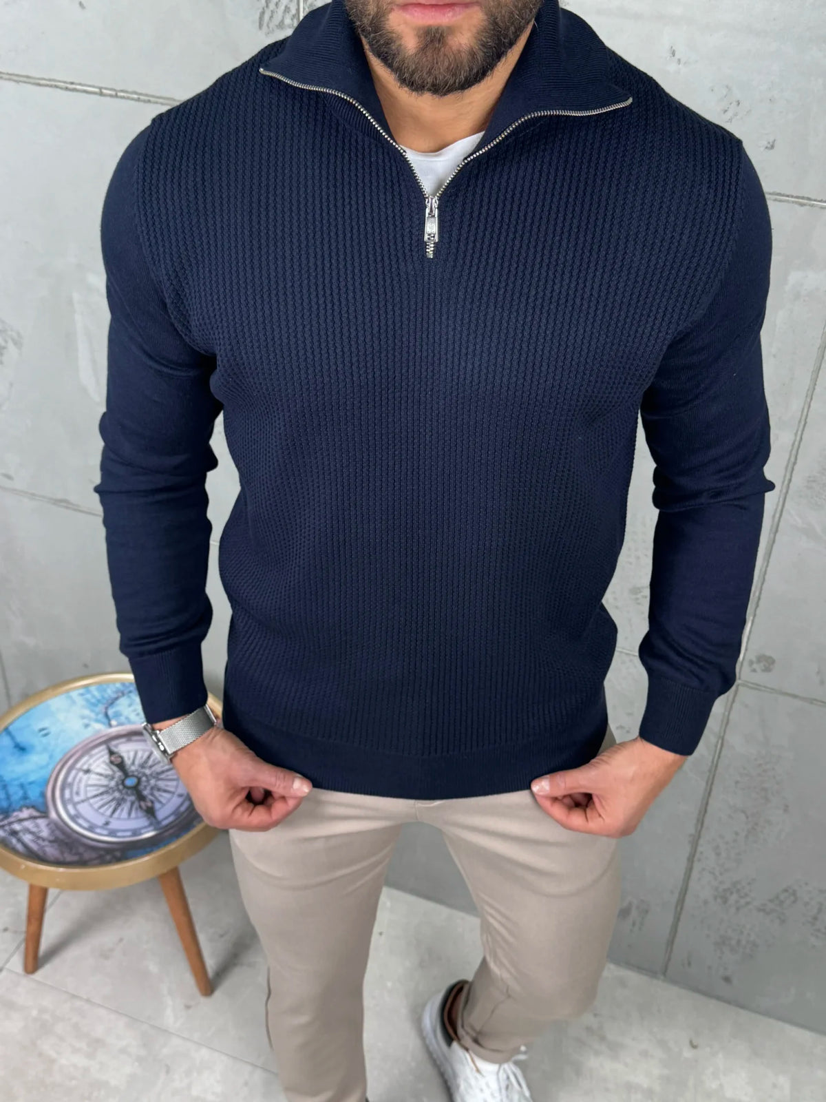 PREMIUM Muški Džemper Zip – Teget Plavi