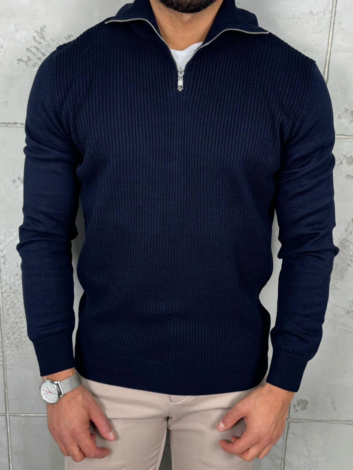PREMIUM Muški Džemper Zip – Teget Plavi