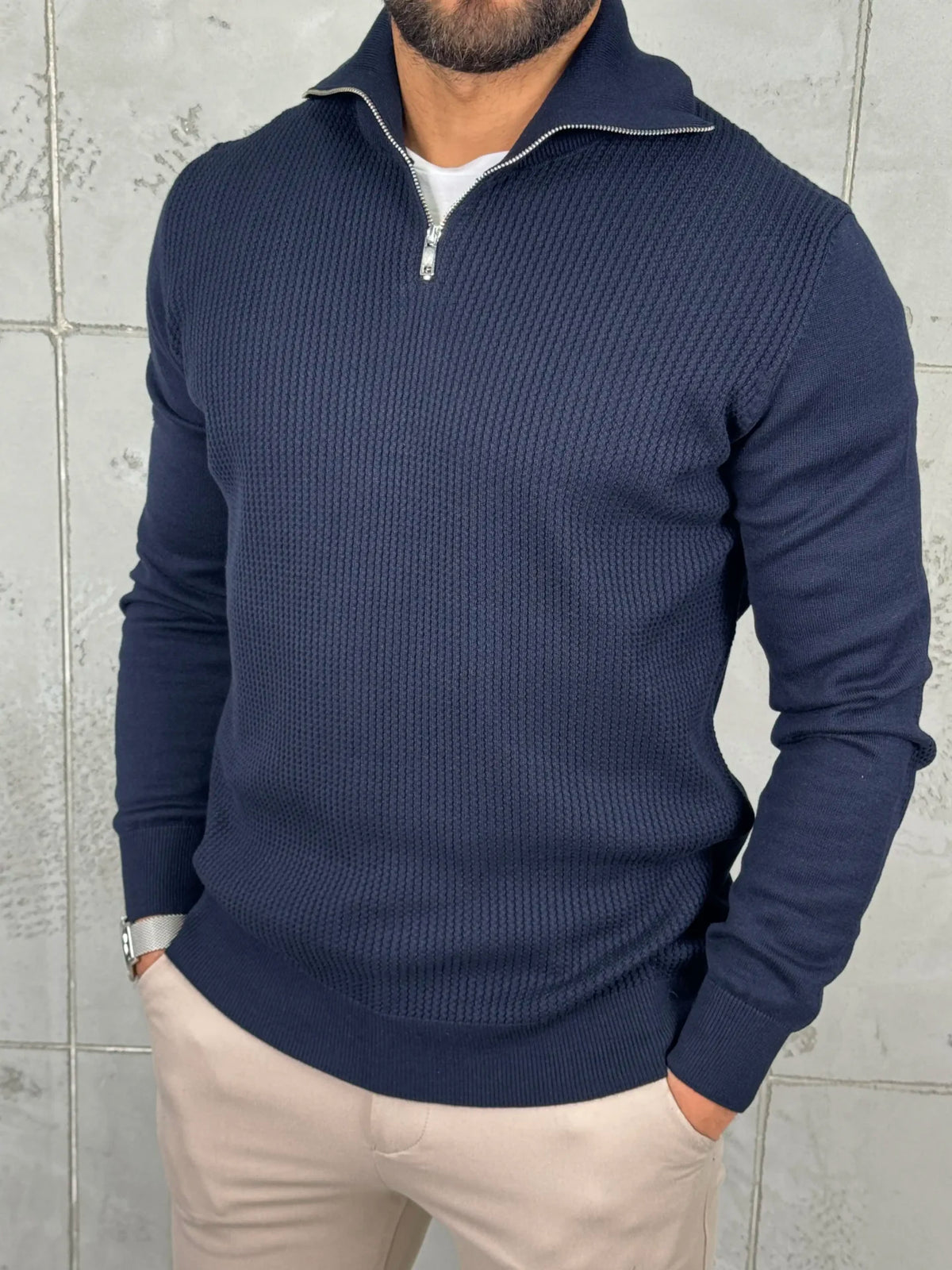 PREMIUM Muški Džemper Zip – Teget Plavi