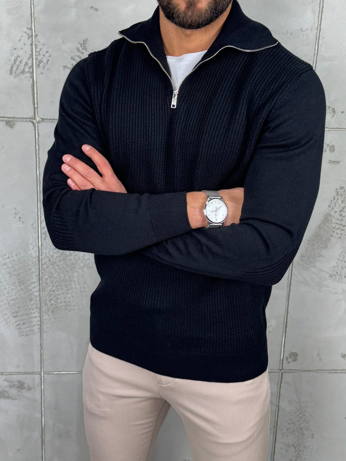 PREMIUM Muški Džemper Zip – Crna