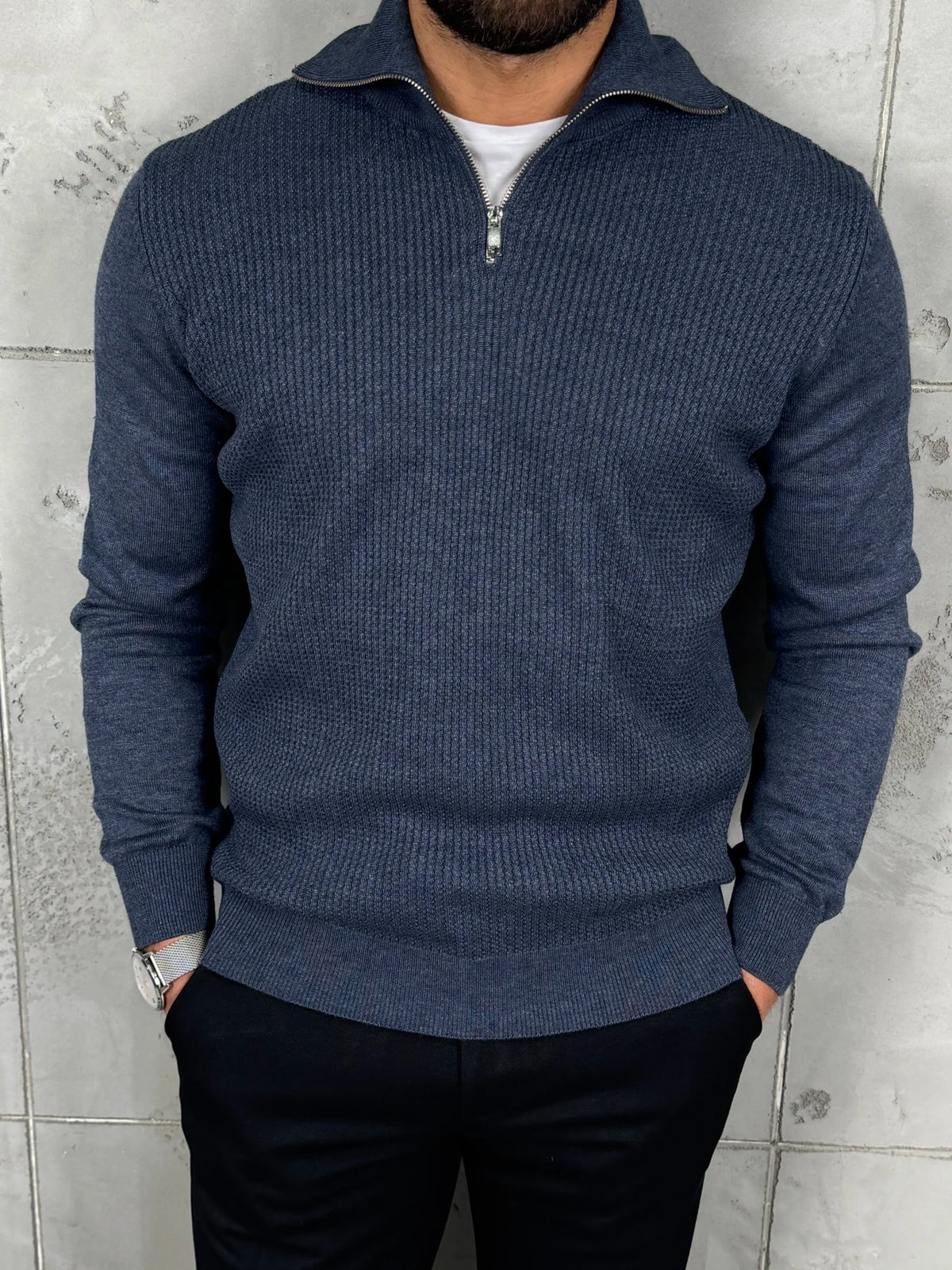 PREMIUM Muški Džemper Zip – Plava