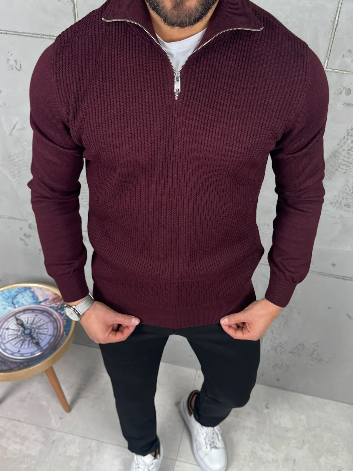 PREMIUM Muški Džemper Zip – Bordo