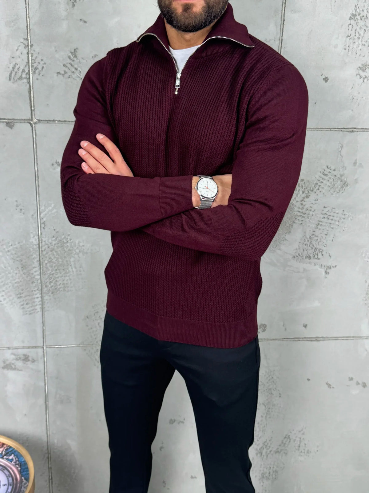 PREMIUM Muški Džemper Zip – Bordo