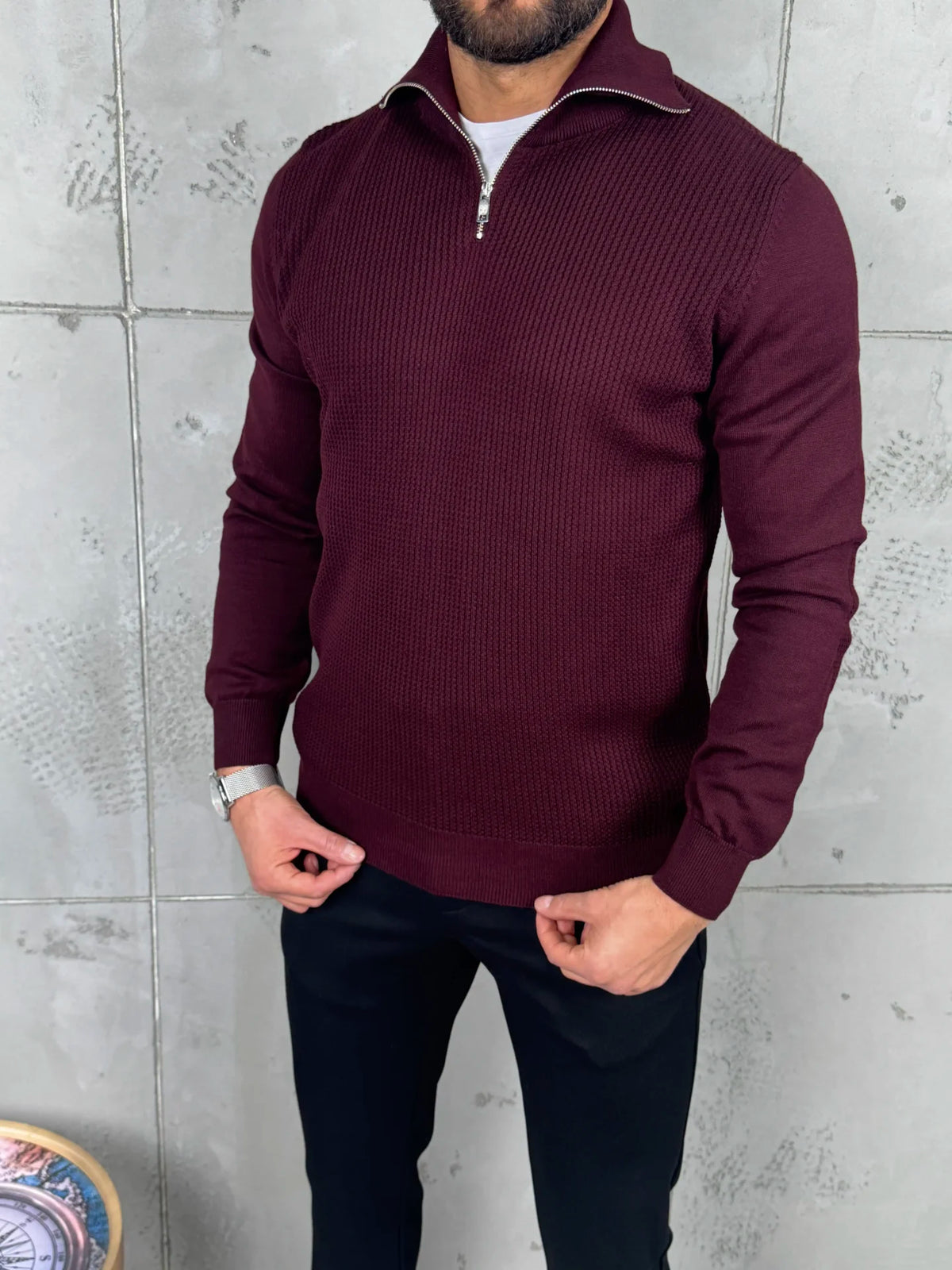 PREMIUM Muški Džemper Zip – Bordo