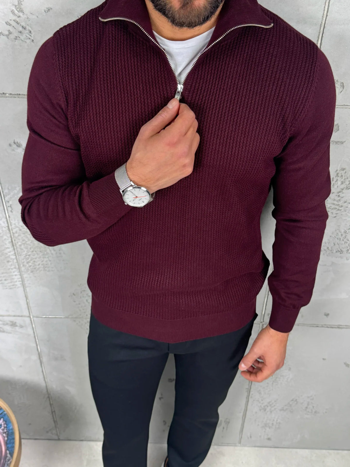 PREMIUM Muški Džemper Zip – Bordo