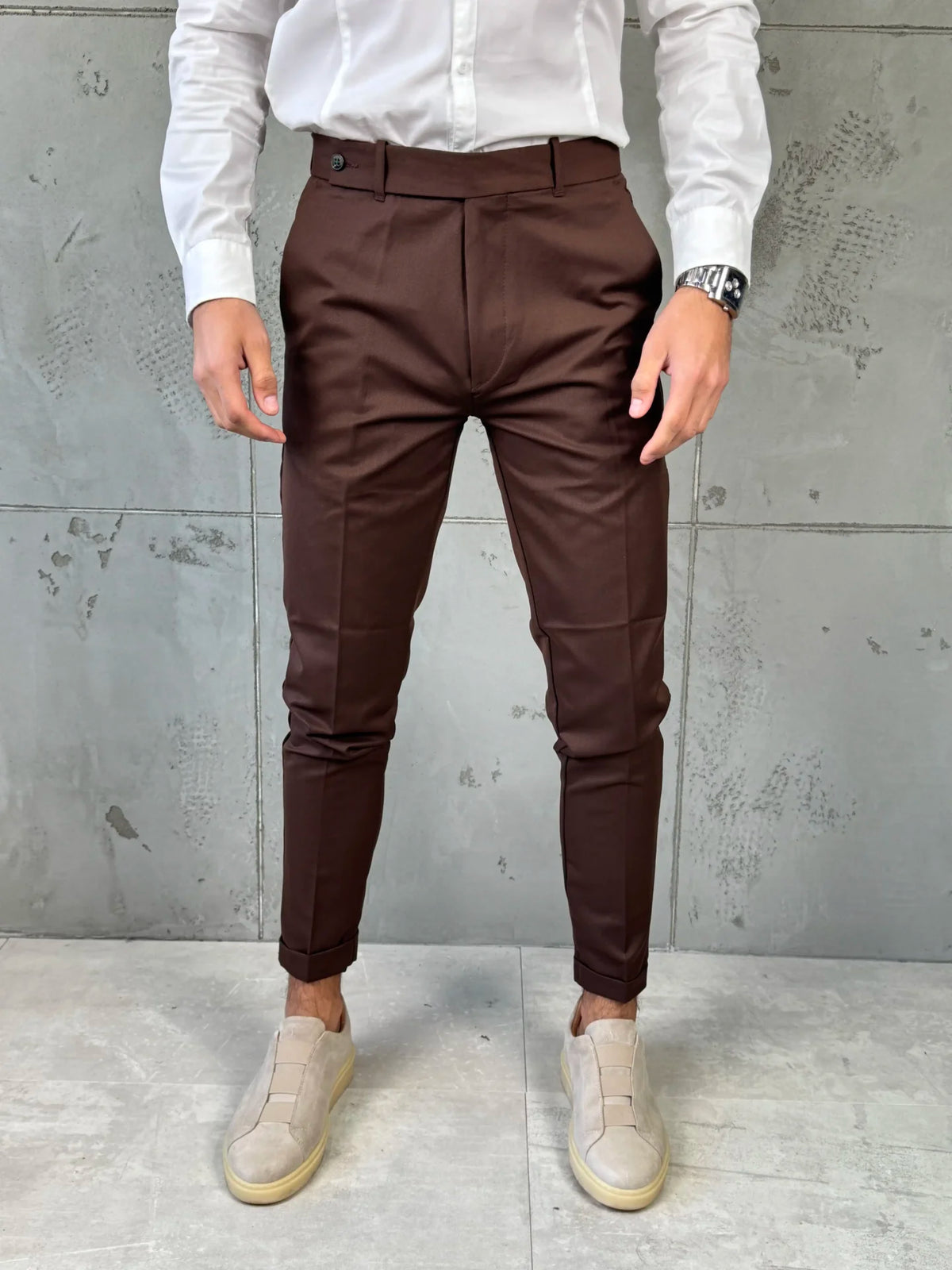 Muške elegantne pantalone Verdi Braon