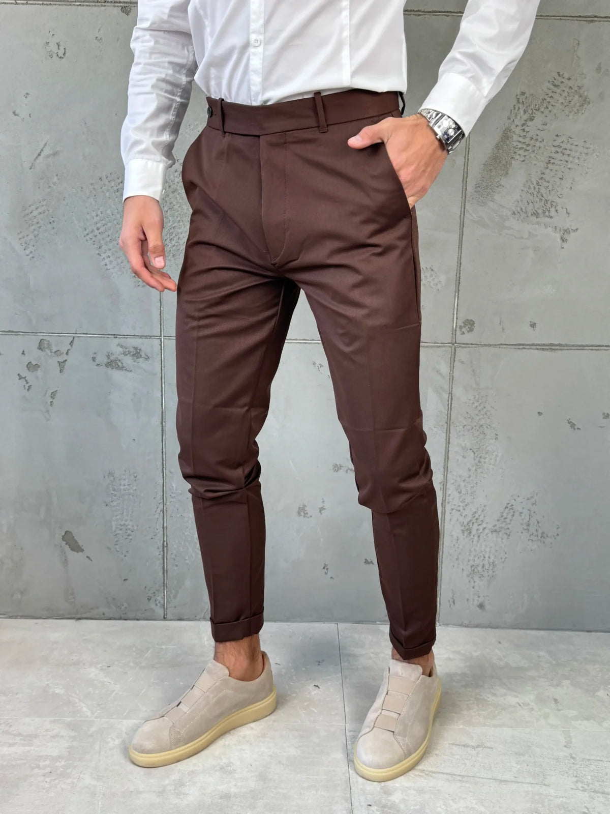 Muške elegantne pantalone Verdi Braon