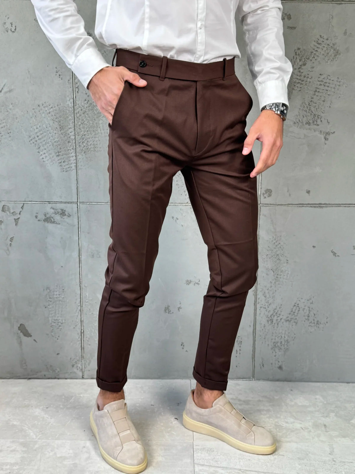Muške elegantne pantalone Verdi Braon