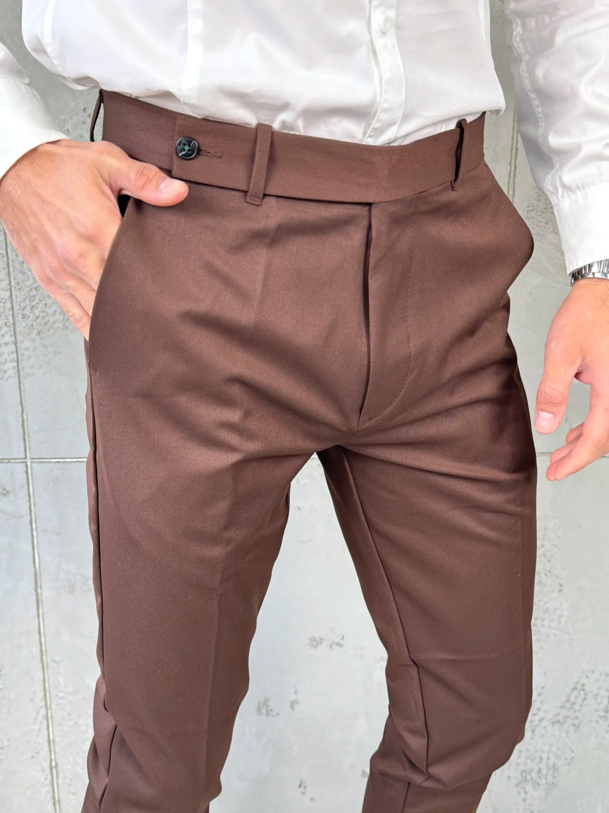 Muške elegantne pantalone Verdi Braon