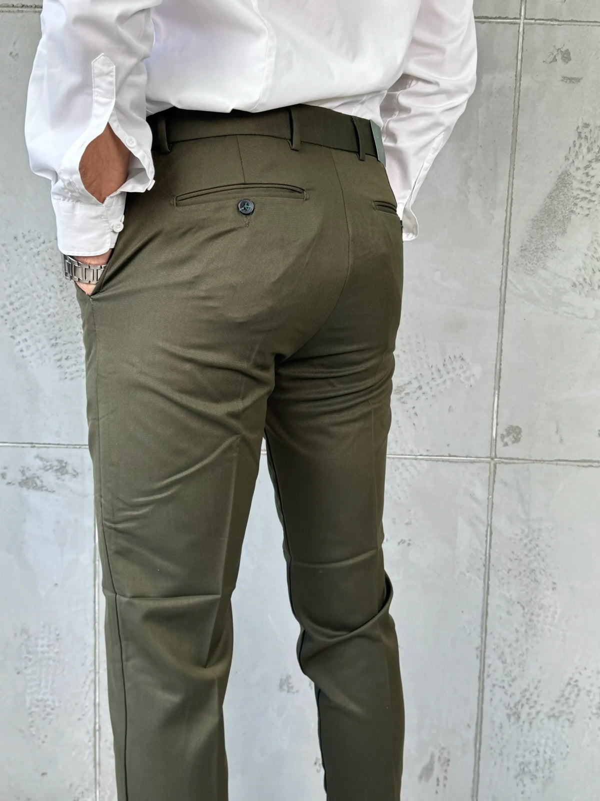 Muške elegantne pantalone Verdi Maslinasta
