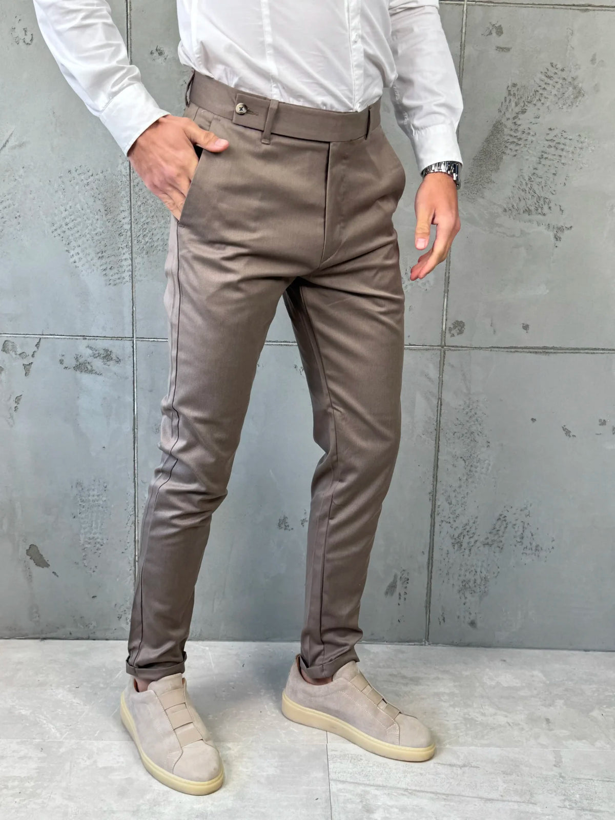 Muške elegantne pantalone Verdi Krem