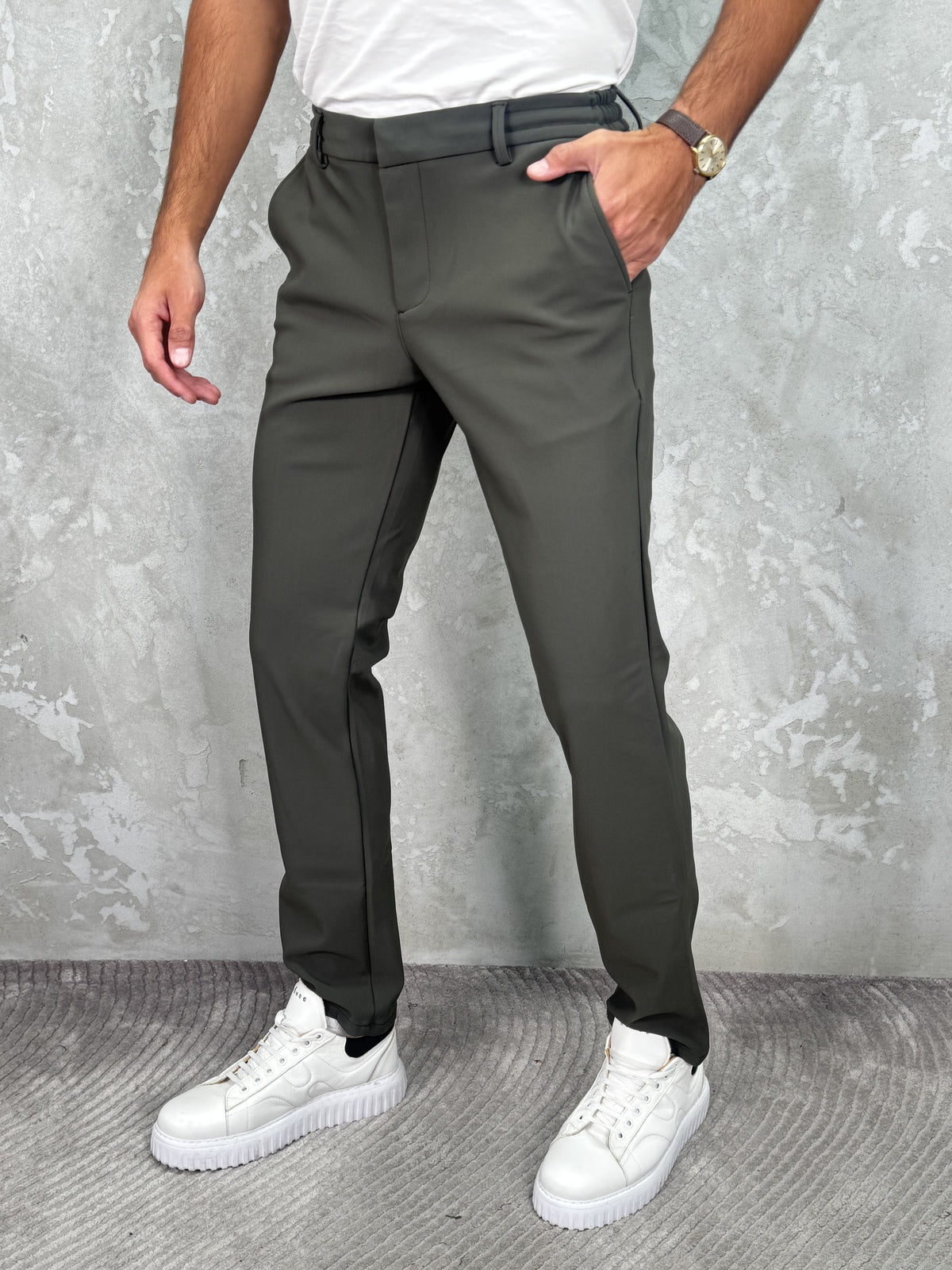Milano pantalone Maslinasta - muške pantalone Verdi