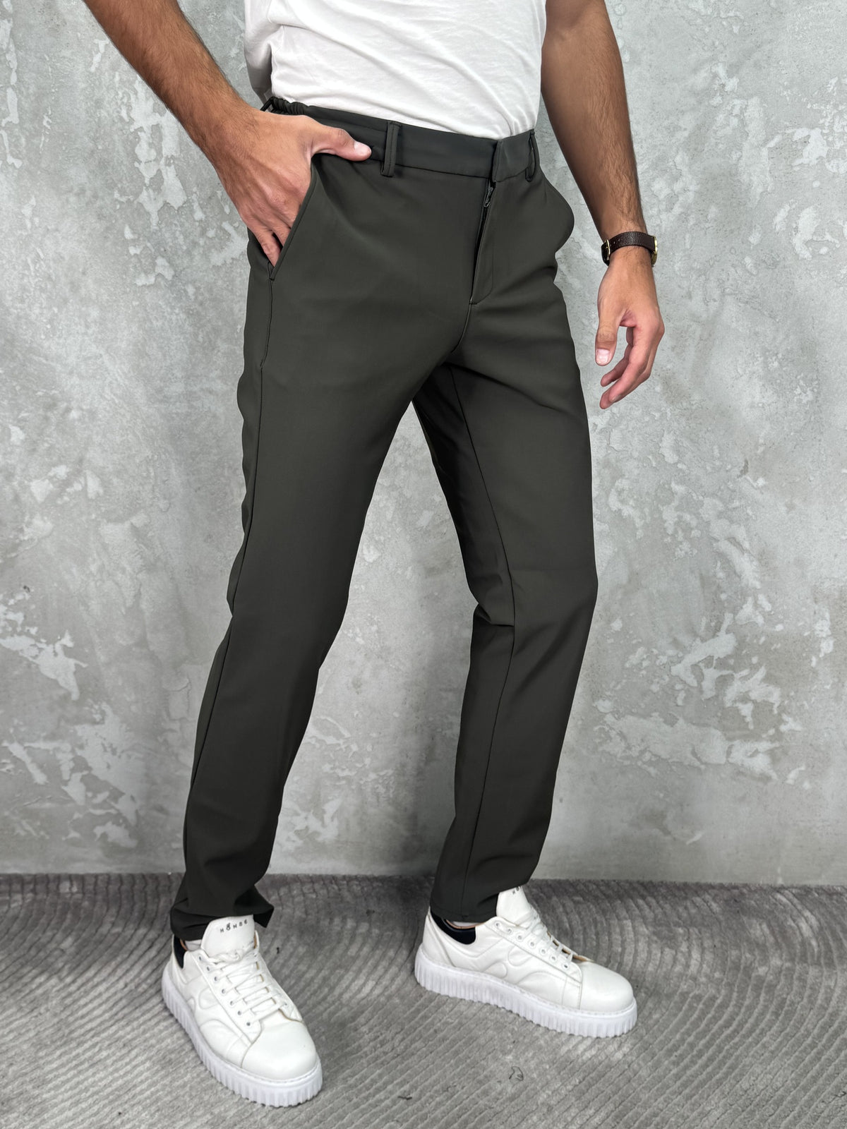 Milano pantalone Maslinasta - muške pantalone Verdi