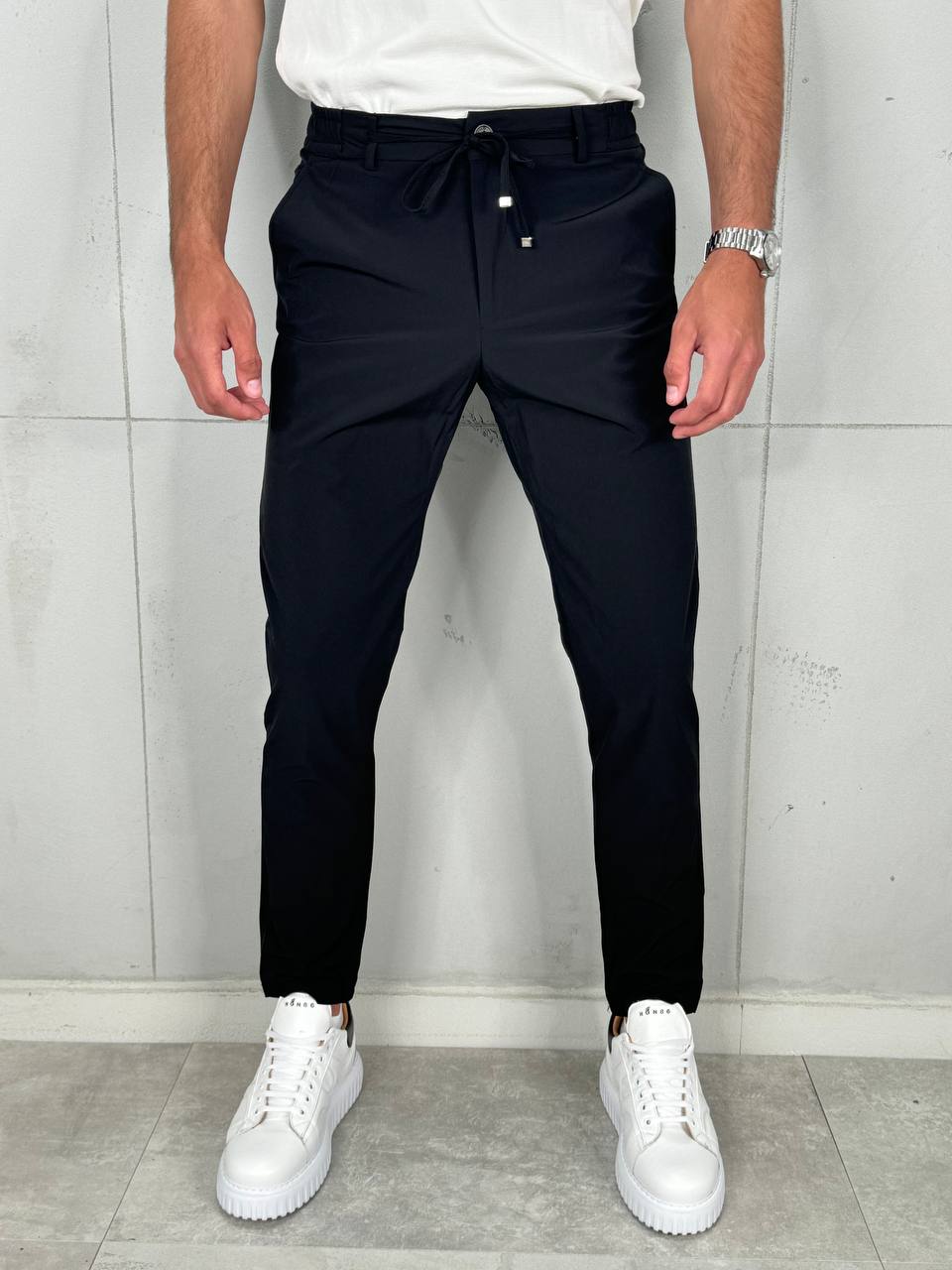 Muške Elegantne Pantalone Crna
