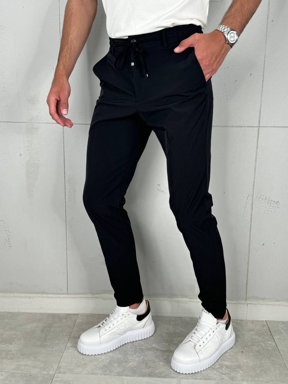 Muške Elegantne Pantalone Crna