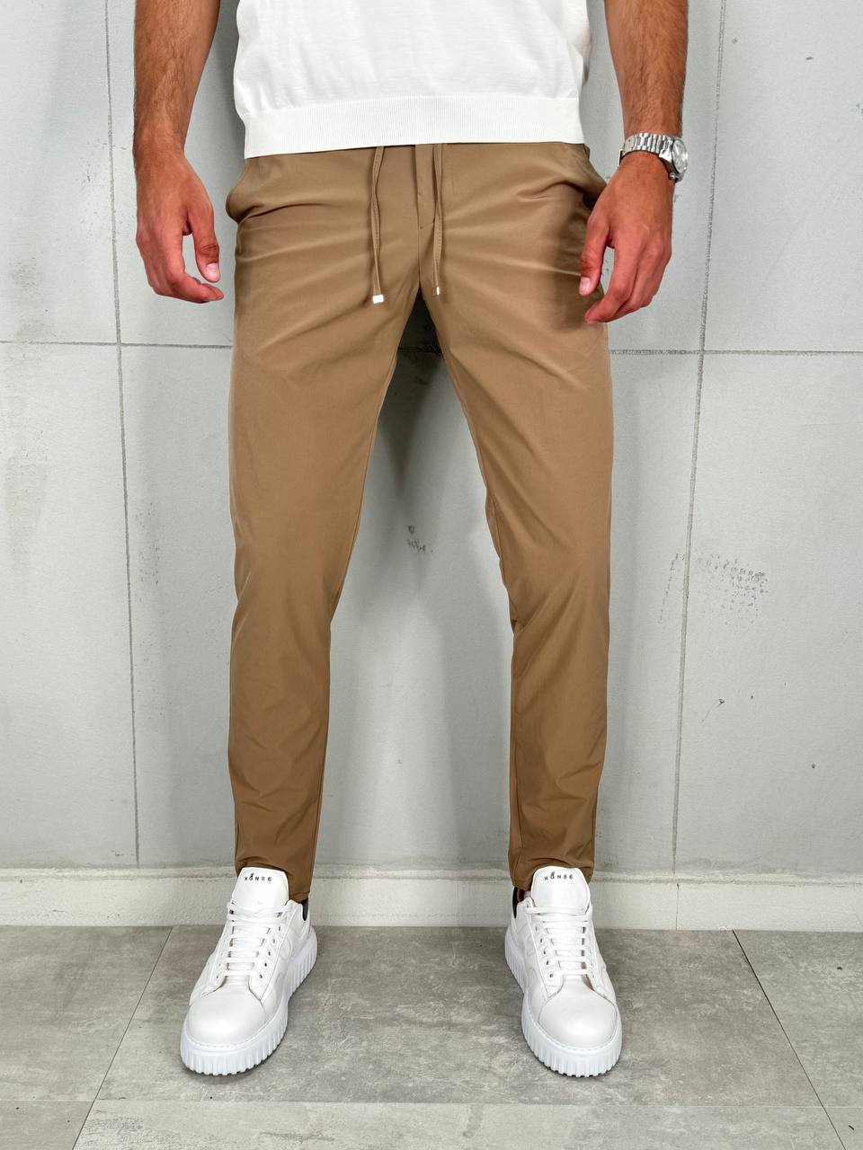 Muške Elegantne Pantalone Braon